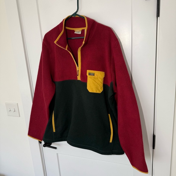 LL Bean L.L.Sweater Fleece Sherpa Hybrid Pullover. 1/4 Zip Multicolor Outdoor. - Picture 6 of 7